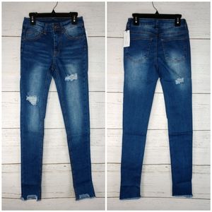 Nana Jeans Distressed Raw Hem Skinny Jeans
